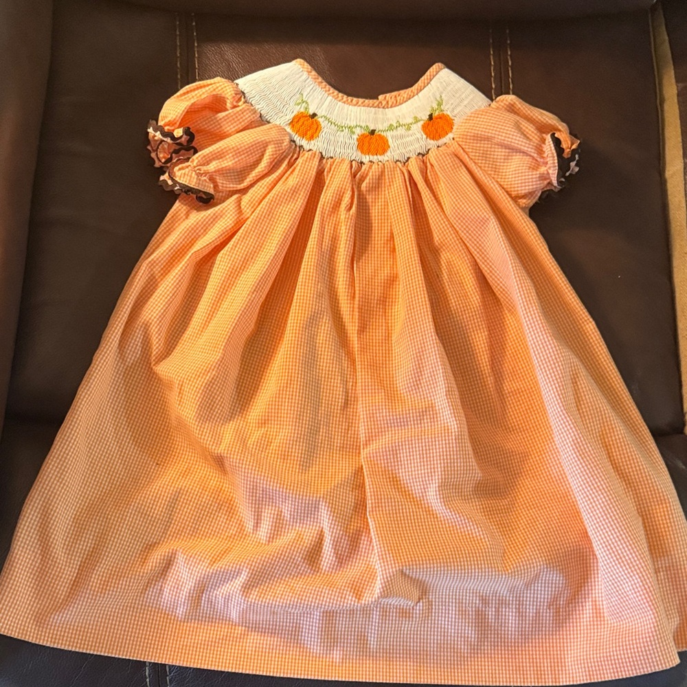 Sugar Plum Smocks Orange Smocked Dress